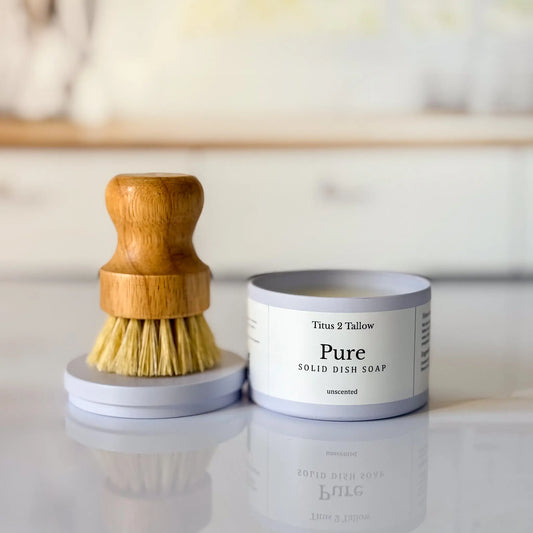 Pure Solid Dish Soap + Brush Titus 2 Tallow