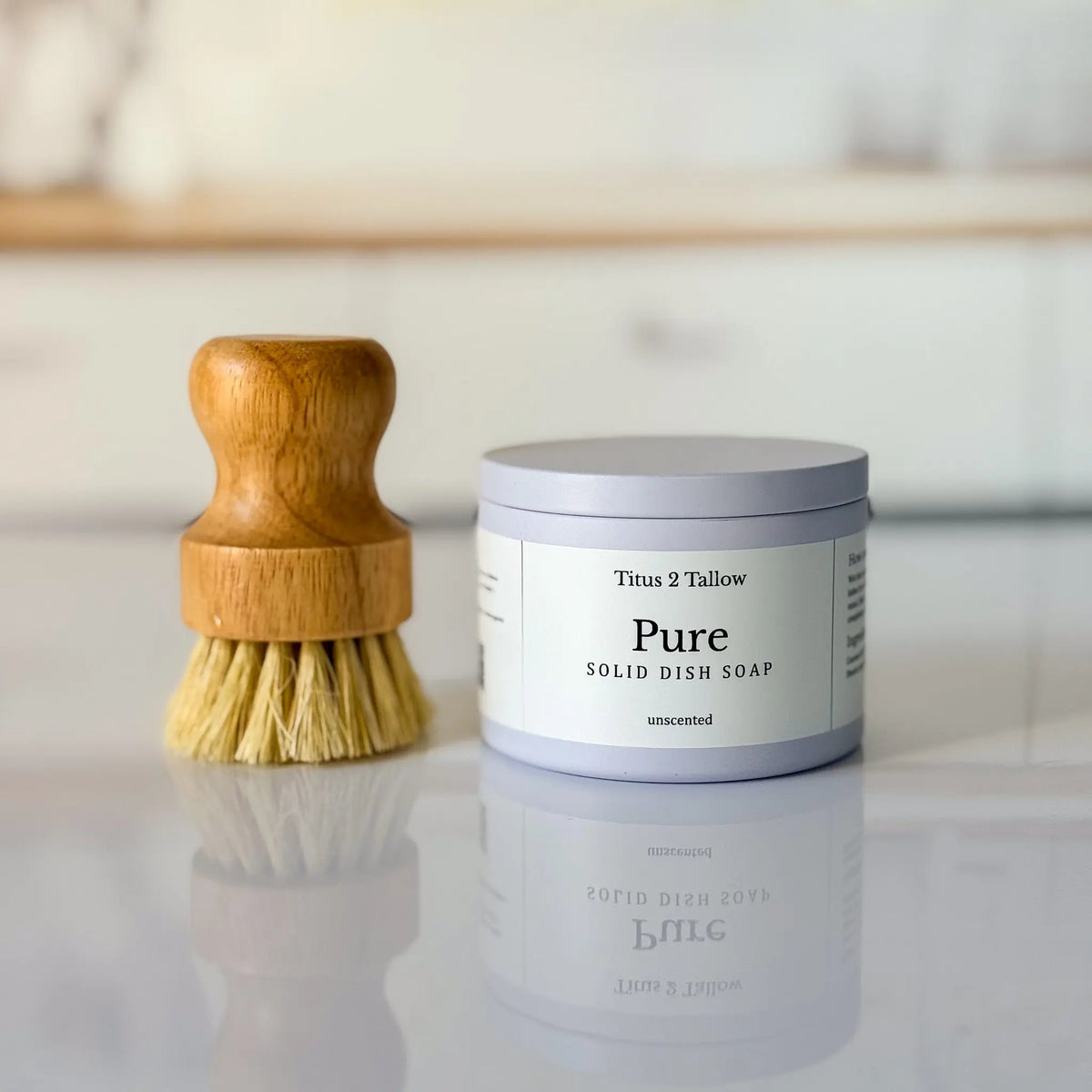 Pure Solid Dish Soap + Brush Titus 2 Tallow
