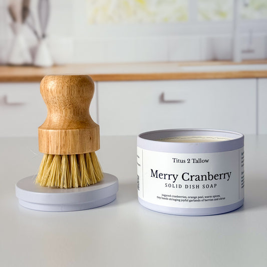 Merry Cranberry Solid Dish Soap + Brush