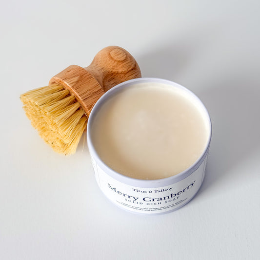 Merry Cranberry Solid Dish Soap + Brush