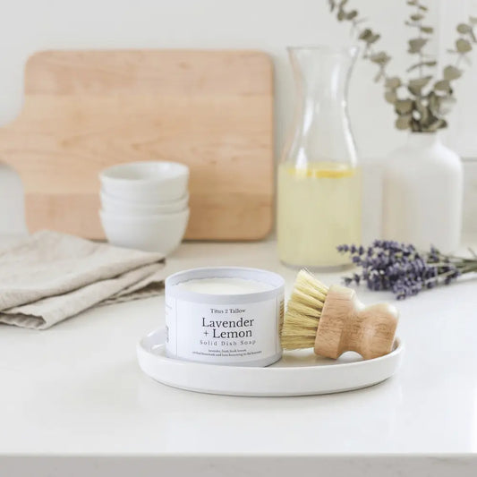 Lavender + Lemon Solid Dish Soap + Brush