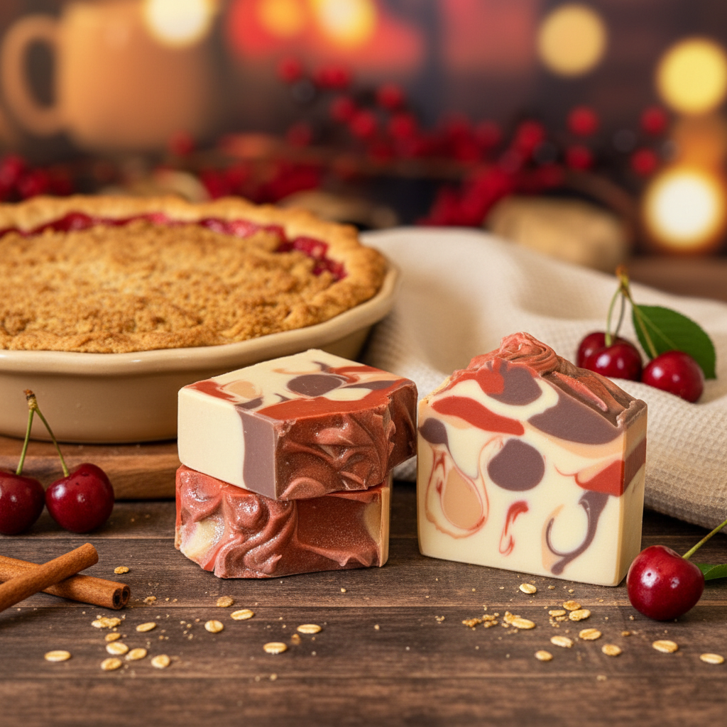 Cheerful Cherry Crumble Soap Lifestyle Background