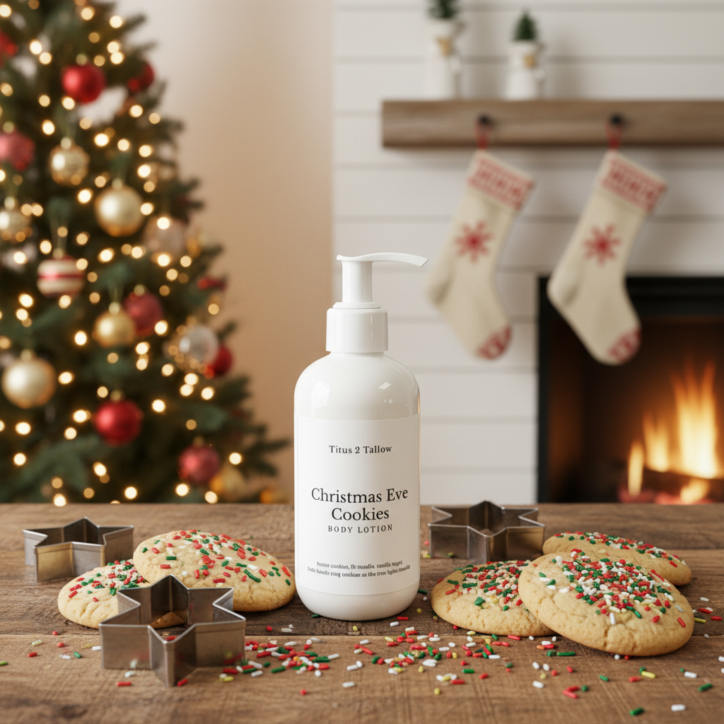 Christmas Eve Cookies Body Lotion Lifestyle Background