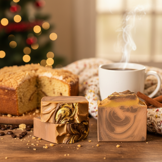 Christmas Morning Coffee Cake Soap Lifestyle Background
