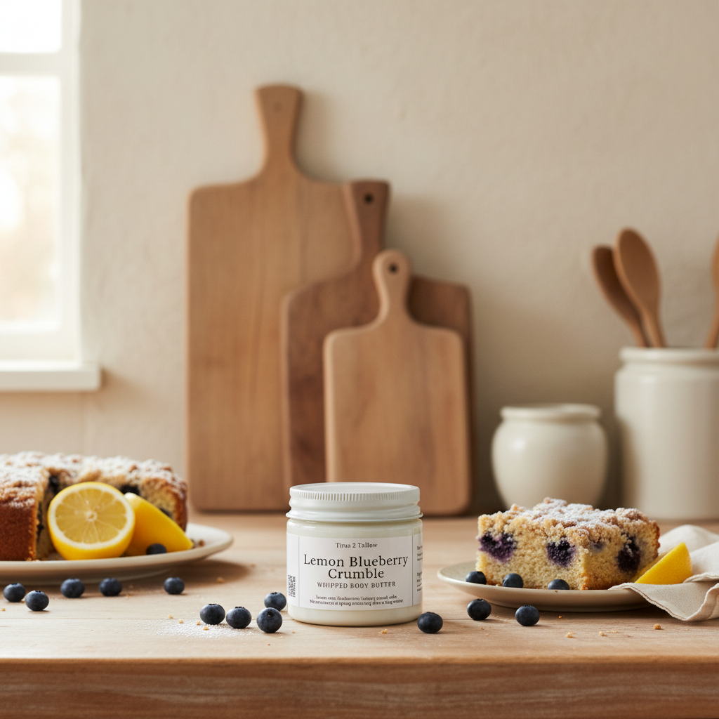 Lemon Blueberry Crumble cozy kitchen scene