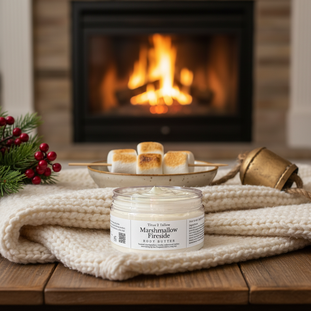 Marshmallow Fireside Body Butter Lifestyle Background