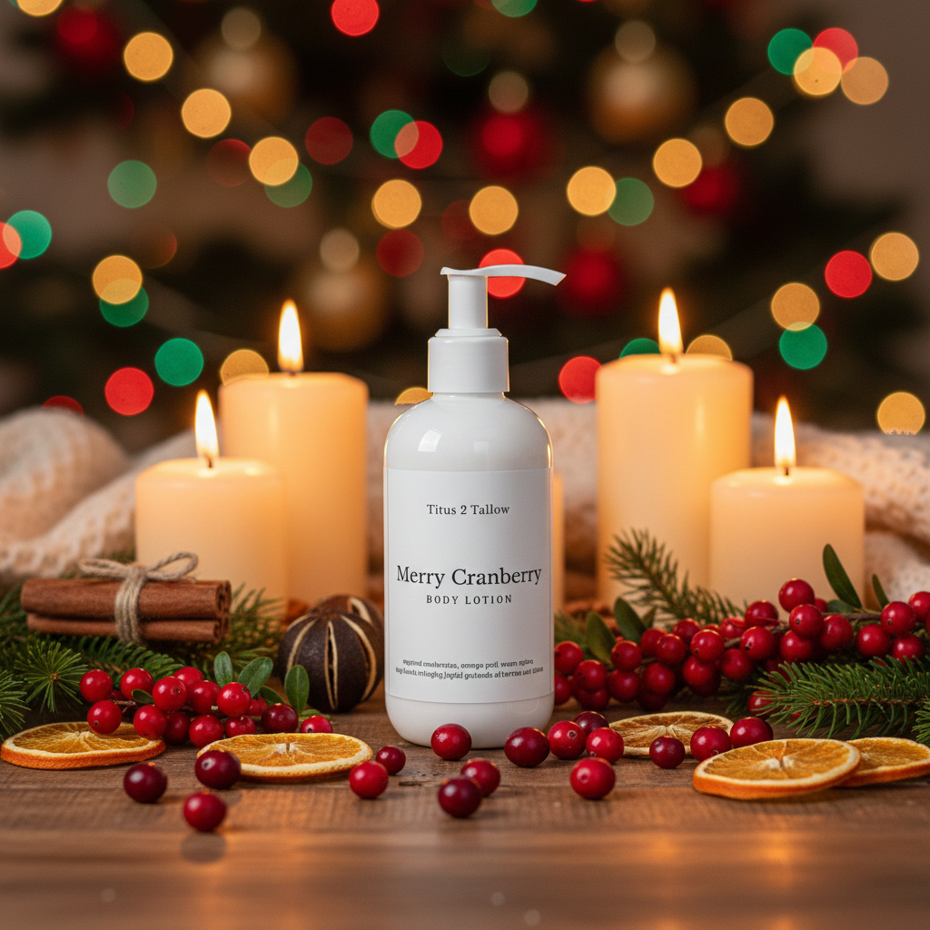 Merry Cranberry Body Lotion Lifestyle Background
