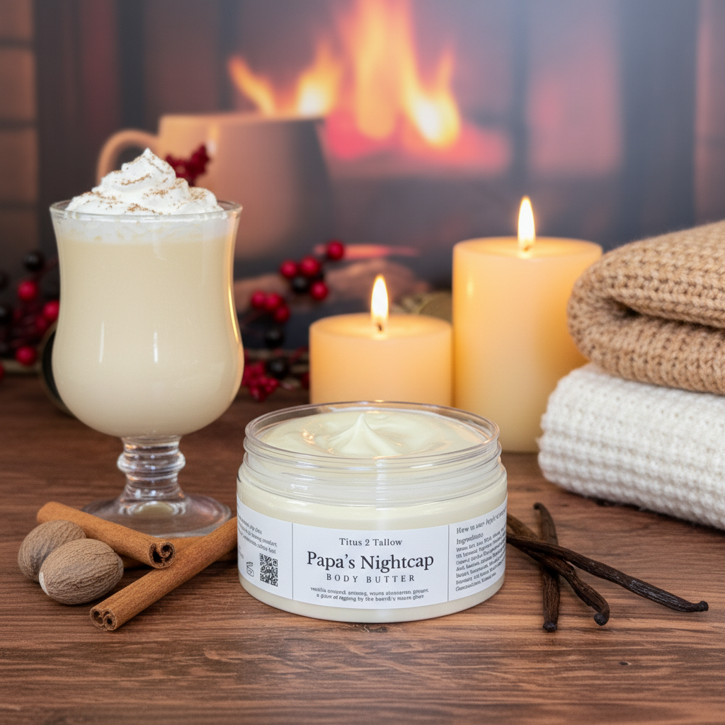 Papa's Nightcap Body Butter - Enhanced Eggnog and Candles