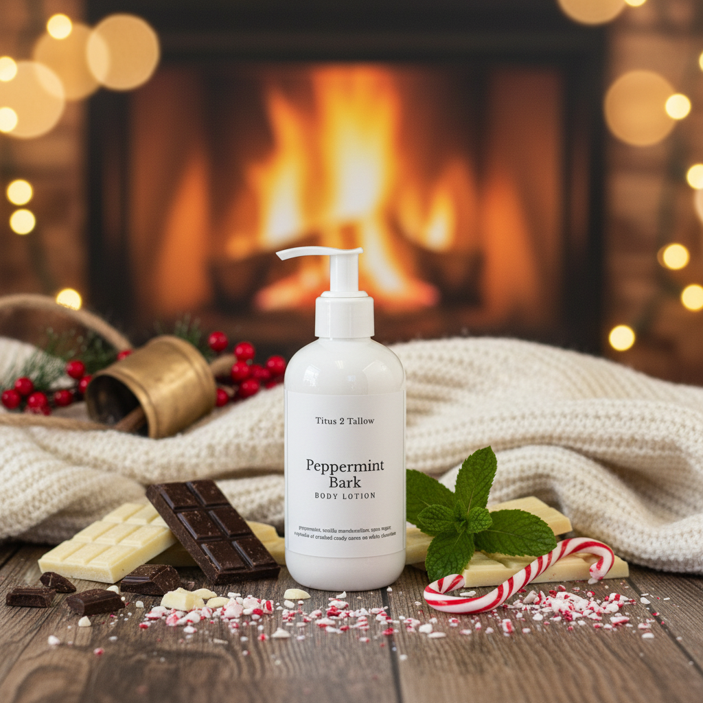 Peppermint Bark Body Lotion Lifestyle Background