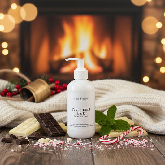 Peppermint Bark Body Lotion Lifestyle Background