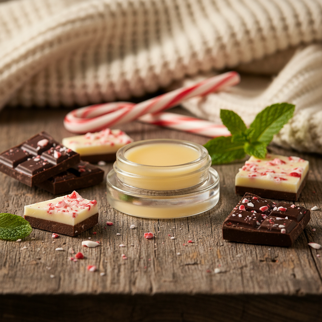 Peppermint Bark Lip Balm Lifestyle Background