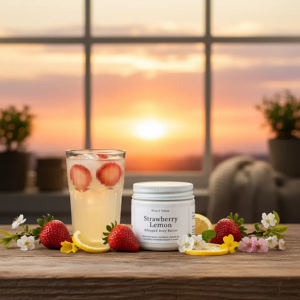 Strawberry Lemon Whipped Body Butter Spring Window Scene