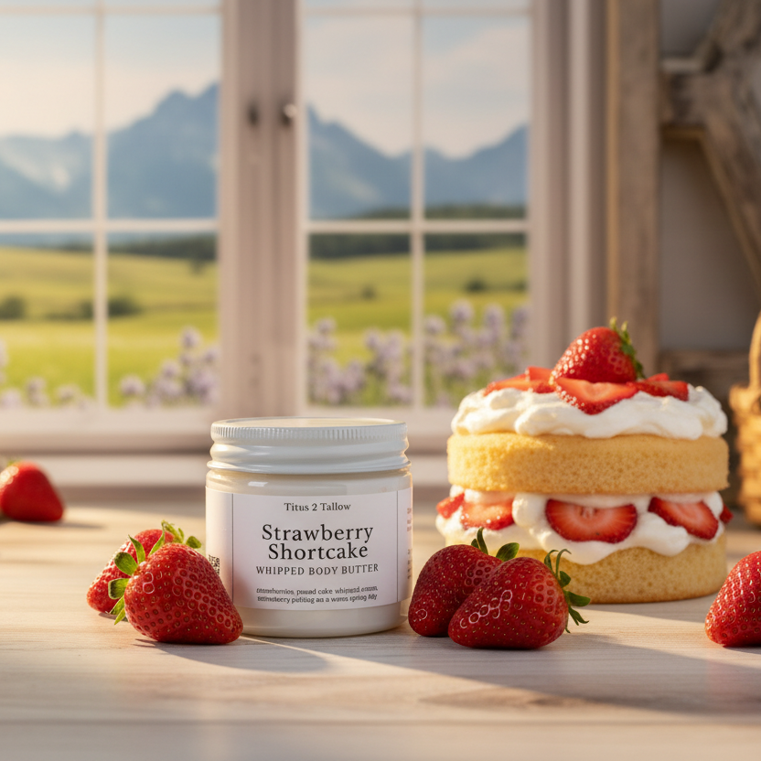 Strawberry Shortcake Whipped Body Butter in Montana Western Spring Scene